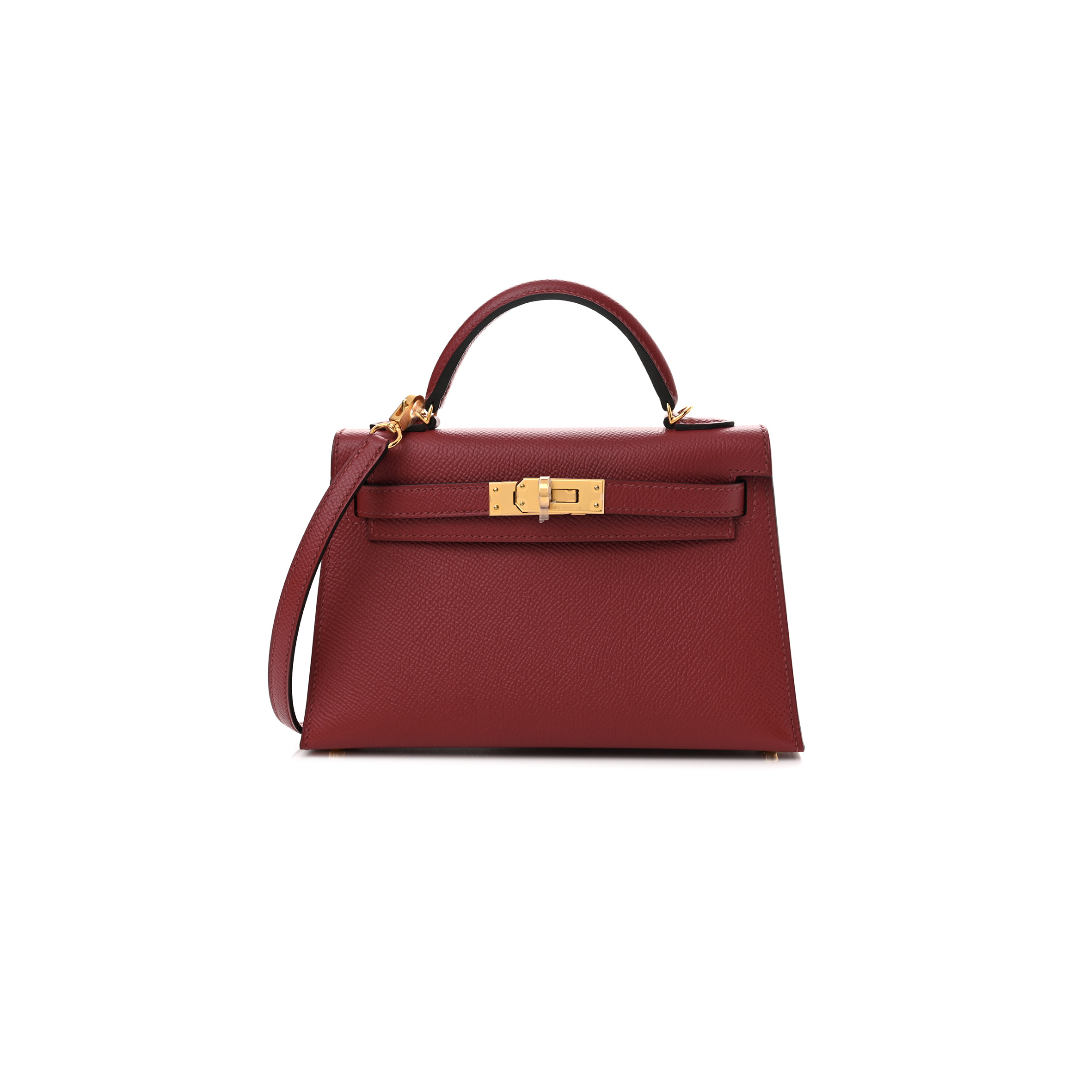 HERMÈS MASTER EPSOM MINI KELLY II GARNET RED (19*12*5.5cm)